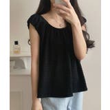 ブラック | ぽこぽこギャザーブラウス | LAUIR