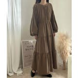 ベージュ | バックリボンティアードワンピース（薄手、裏地なし） | LAUIR