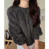 チャコール | バックリボンシャギーニット | LAUIR