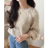 ピンクベージュ | バックリボンシャギーニット | LAUIR