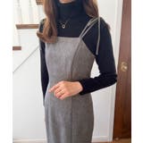 ミックスブラウン | バックオープン肩リボンキャミワンピース | LAUIR