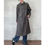 チャコール | ウールライクステンカラーロングコート | LAUIR