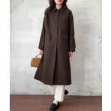 ダークブラウン | ウールライクステンカラーロングコート | LAUIR