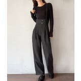 チャコール | ハイウエストワイドサロペット | LAUIR