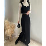 ブラック | ハートビスチェ+ジップスリットスカートセット | LAUIR