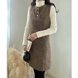 ブラウン | ミックスツイードミニワンピースニットトップスセット | LAUIR