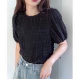 ブラック | バックリボンジャガードブラウス | LAUIR