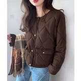 ブラウン | 金釦キルティングジャケット | LAUIR