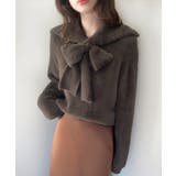 ダークブラウン | リボンシャギーニットプルオーバー | LAUIR