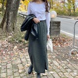 フロントボタンIラインチェックスカート | LAUIR | 詳細画像13