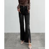 ブラック | CENEA ストレッチスリットフレアデニム | JUNOAH