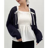 透かし編みニットボレロ＋リボンキャミset | JUNOAH | 詳細画像20 