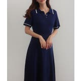 CENEA 薄手配色ラインポロニットワンピース【ペチスカートSET】 | JUNOAH | 詳細画像12