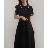 CENEA 薄手配色ラインポロニットワンピース【ペチスカートSET】 | JUNOAH | 詳細画像4