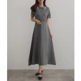 CENEA 薄手配色ラインポロニットワンピース【ペチスカートSET】 | JUNOAH | 詳細画像6