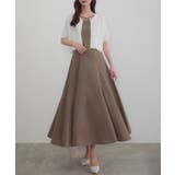 グレージュ | CENEA シアー半袖リブカーディガン+リネンフレアキャミワンピース set | JUNOAH