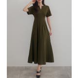 カーキ | CENEA キーネックタックデザインワンピース | JUNOAH