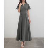 グレー | CENEA キーネックタックデザインワンピース | JUNOAH