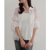 ホワイト | CENEA 袖リボンドロストシャツブラウス | JUNOAH