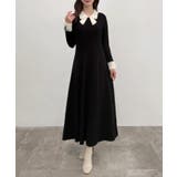 ブラック | CENEA バイカラーリボンニットワンピース | JUNOAH