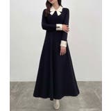 ネイビー | CENEA バイカラーリボンニットワンピース | JUNOAH