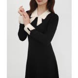 CENEA バイカラーリボンニットワンピース | JUNOAH | 詳細画像4