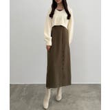 ブラウン | CENEA シャギーショートニット＋釦スリットキャミワンピースset | JUNOAH