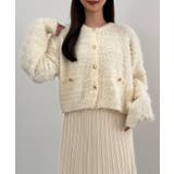 CENEA (薄手)金ボタンシャギーニットカーディガン＋プリーツスカートset | JUNOAH | 詳細画像10 