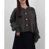 CENEA (薄手)金ボタンシャギーニットカーディガン＋プリーツスカートset | JUNOAH | 詳細画像16 