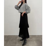 CENEA (薄手)金ボタンシャギーニットカーディガン＋プリーツスカートset | JUNOAH | 詳細画像18 