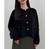 CENEA (薄手)金ボタンシャギーニットカーディガン＋プリーツスカートset | JUNOAH | 詳細画像4 