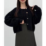 CENEA (薄手)金ボタンシャギーニットカーディガン＋プリーツスカートset | JUNOAH | 詳細画像5 