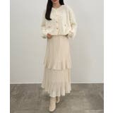 CENEA (薄手)金ボタンシャギーニットカーディガン＋プリーツスカートset | JUNOAH | 詳細画像7 