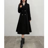 ブラック | CENEA ウエストシェイプツイードロングコート | JUNOAH