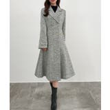 ブラックホワイト | CENEA ウエストシェイプツイードロングコート | JUNOAH