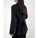 ブラック | CENEA バックレースアップテーラードジャケット | JUNOAH