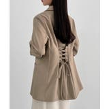 グレージュ | CENEA バックレースアップテーラードジャケット | JUNOAH