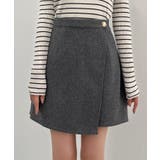 チャコール | CENEA ウールライク金釦ラップスカパン | JUNOAH