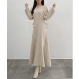 グレージュ | CENEA キーネック裏起毛レースアップワンピース | JUNOAH