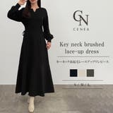 CENEA キーネック裏起毛レースアップワンピース | JUNOAH | 詳細画像1 