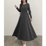 チャコール | CENEA レースアップカットフレアワンピース(裏地無し) | JUNOAH