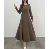 ダークベージュ | CENEA レースアップカットフレアワンピース(裏地無し) | JUNOAH