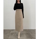 CENEA スリットジップIラインスカート(伸縮あり、あったか生地、裏地なし) | JUNOAH | 詳細画像7 