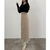 CENEA スリットジップIラインスカート(伸縮あり、あったか生地、裏地なし) | JUNOAH | 詳細画像8 