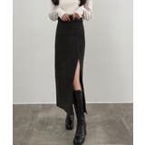 CENEA スリットジップIラインスカート(伸縮あり、あったか生地、裏地なし) | JUNOAH | 詳細画像9 