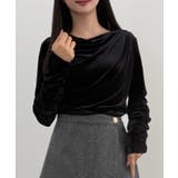 ブラック | CENEA ドレープベロアトップス | JUNOAH