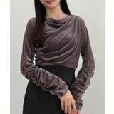 チャコール | CENEA ドレープベロアトップス | JUNOAH