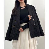 ブラック | CENEA 薄手ツイードテーラードジャケット | JUNOAH