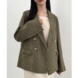 ブラウン | CENEA 薄手ツイードテーラードジャケット | JUNOAH