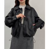 ブラック | CENEA 2wayカラーPUレザーブルゾン(光沢素材) | JUNOAH